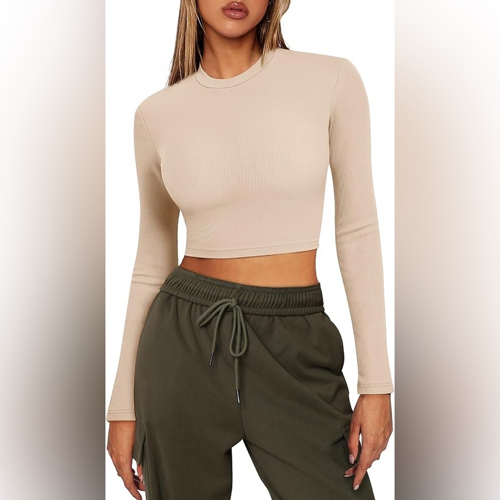NWT Trendy Queen Long Sleeve Shirts Basic Ribbed Slim Fitted Tops Casual